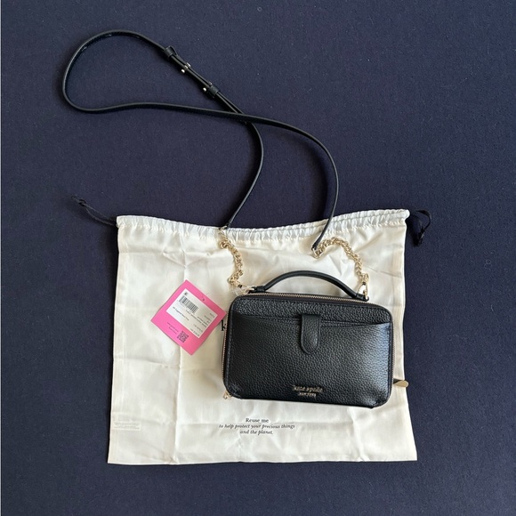NWT Kate Spade Hudson Pebbled Leather Double-Zip Crossbody Bag - Picture 7 of 8